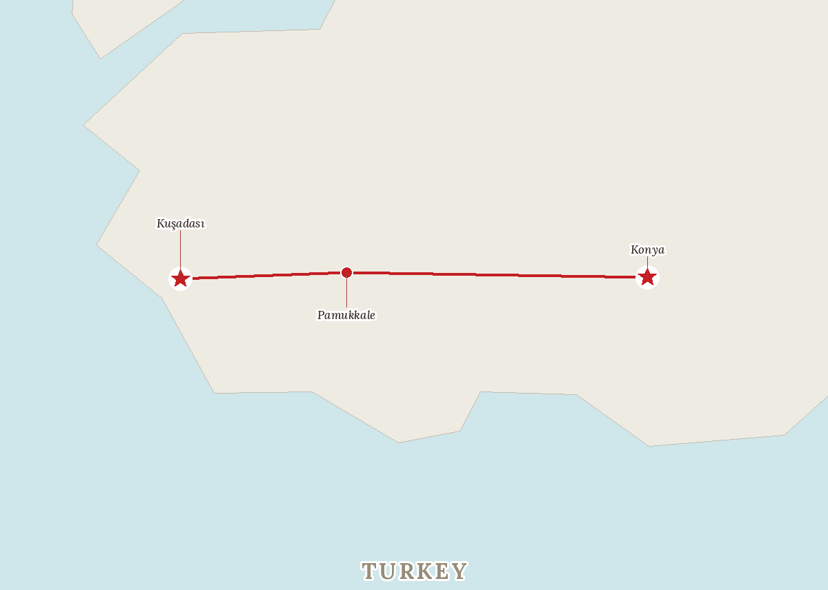 Route map — Sacred Lands & Ancient Cities