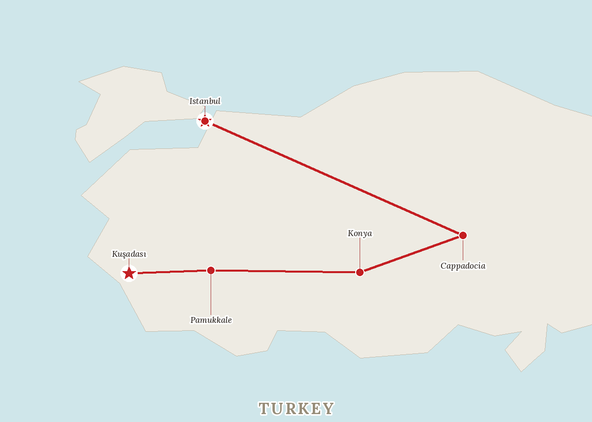 Route map — Turkey's Golden Triangle