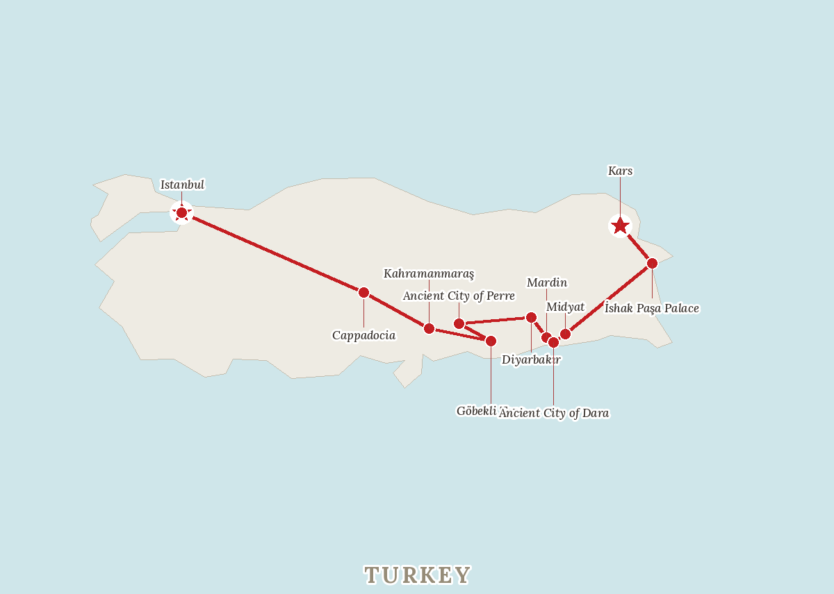 Route map — 튀르키예 궁극의 여행