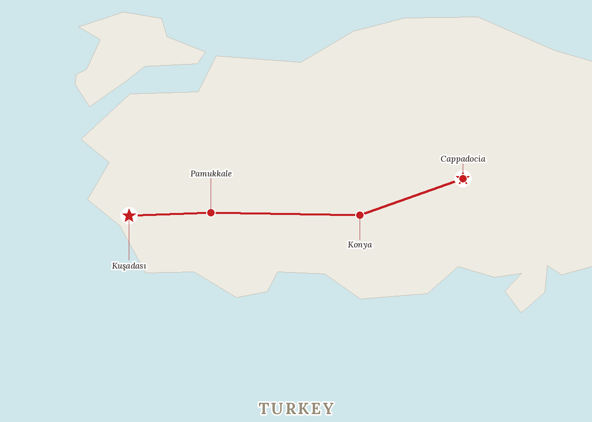Route map — Anatolia's Greatest Wonders