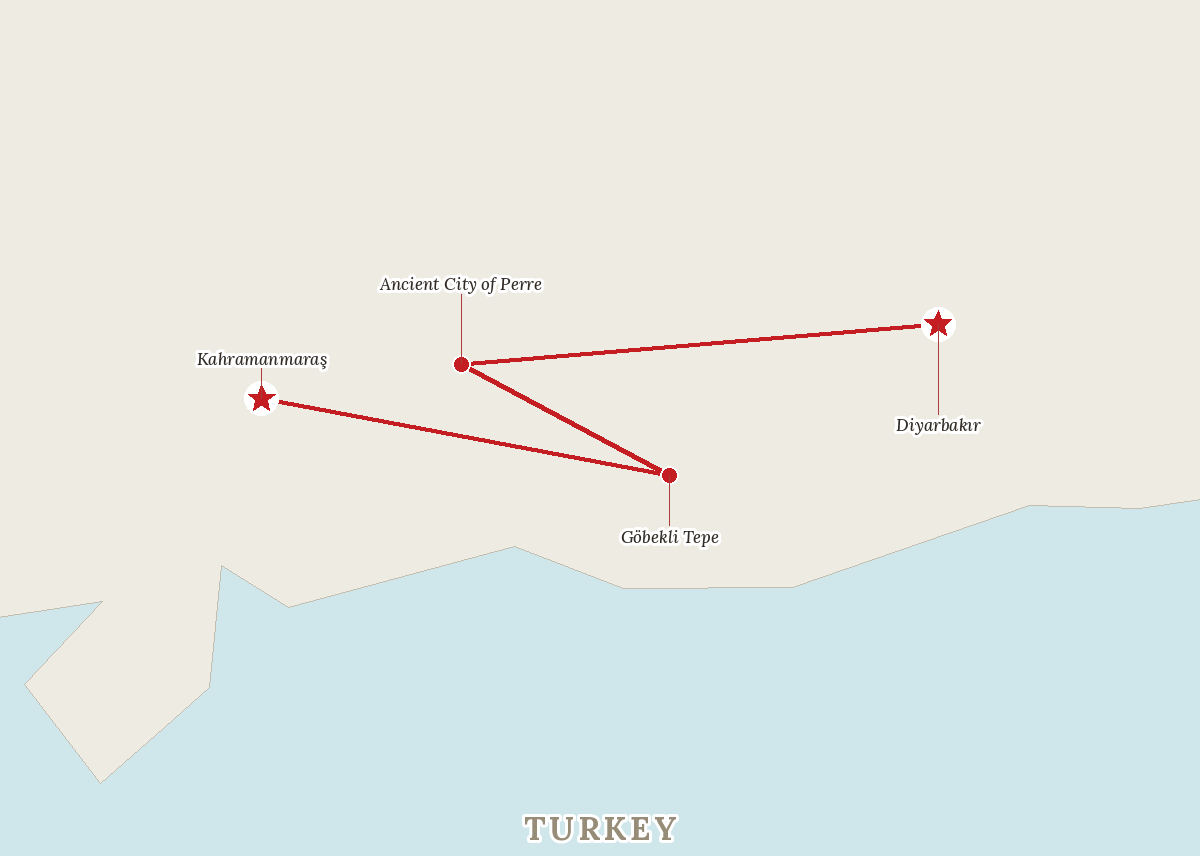 Route map — Mesopotamia & Southeastern Turkey
