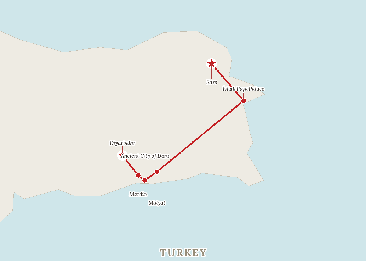 Route map — Eastern Anatolia & Ancient Kingdoms